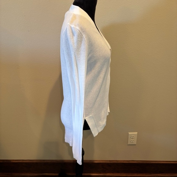 Gretchen Scott Grosgrain Heaven Cardigan in White, Medium, Spring Preppy Soft - Picture 8 of 14